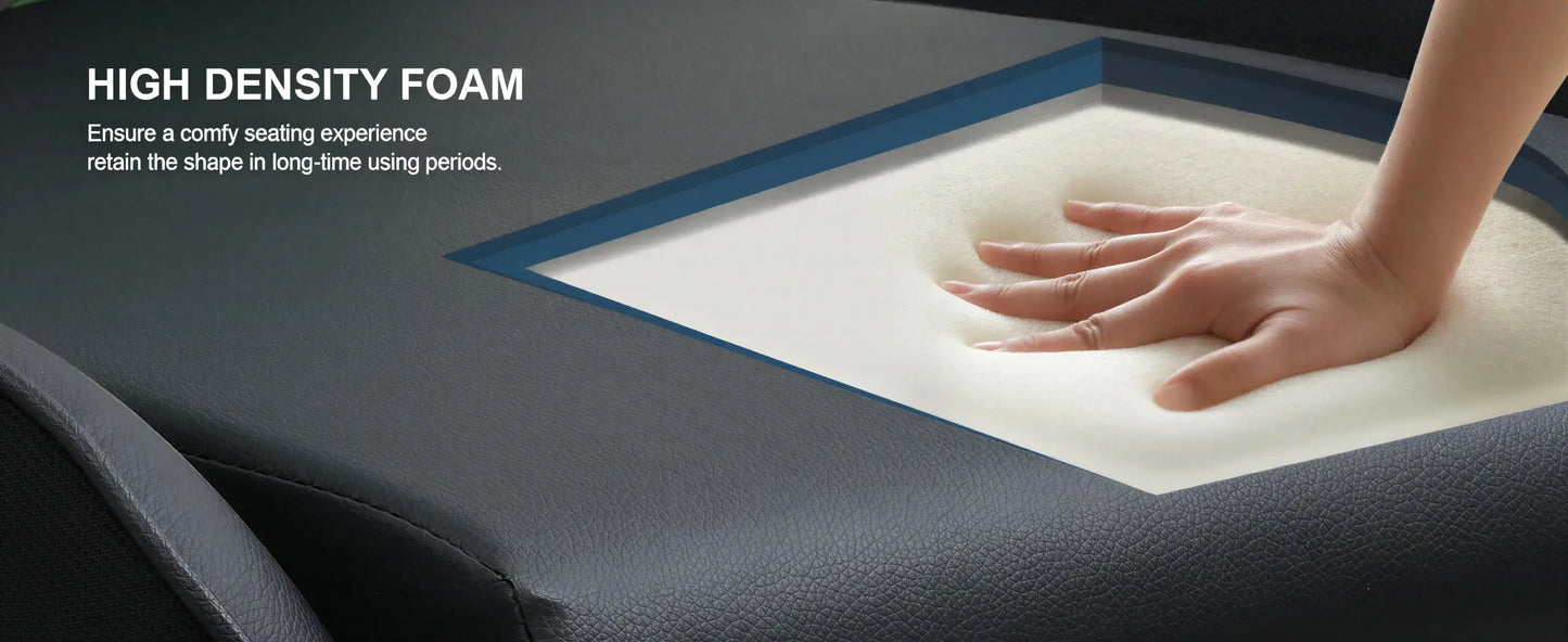 Hand pressing into high density foam on a car seat