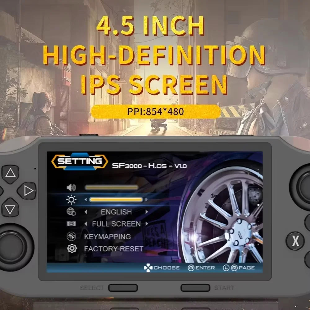 SF3000 Retro Handheld Game Console – 4.5" IPS, Linux System, TV Output Ready