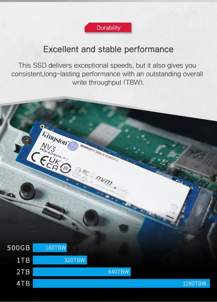Kingston NV3 PCIe 4.0 NVMe SSD | 500GB 1TB 2TB M.2 Drive – Smart