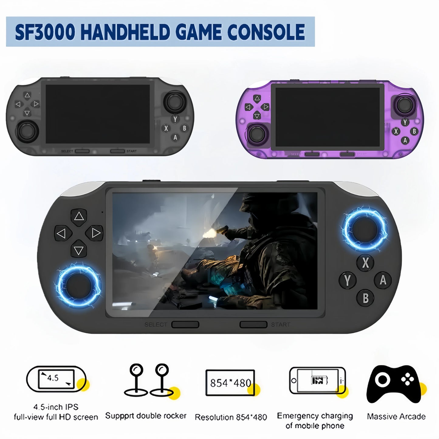 SF3000 Retro Handheld Game Console – 4.5" IPS, Linux System, TV Output Ready