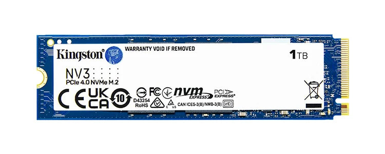 Kingston NV3 M.2 SSD packaging on a white background