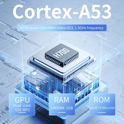 ANBERNIC RG34XX retro handheld gaming console with a 3.4" IPS display and detailed internal specifications.