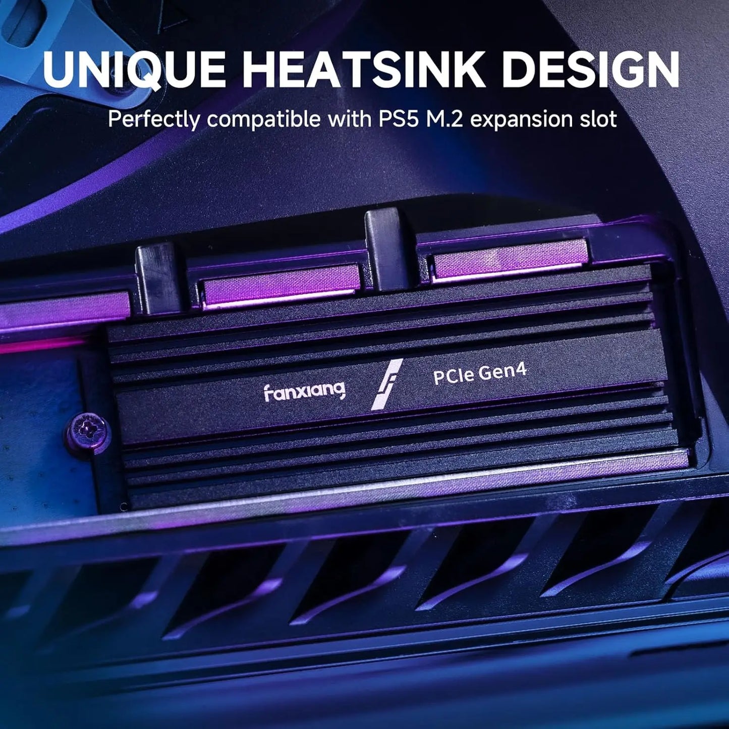 Fanxiang PCIe Gen4 heatsink with unique design, compatible with PS5 M.2 expansion slot.