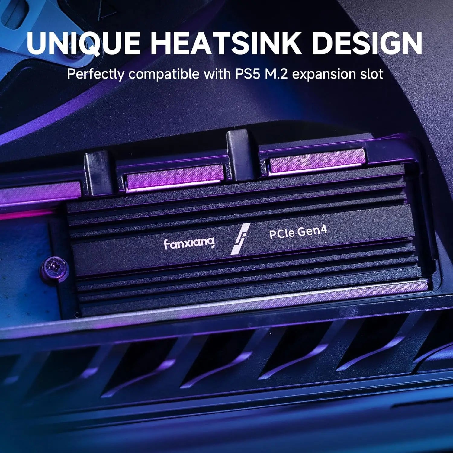 Fanxiang PCIe Gen4 heatsink with unique design, compatible with PS5 M.2 expansion slot.
