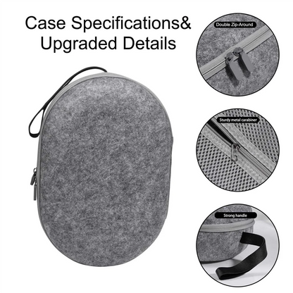 Gray case with detailed specifications on a white background