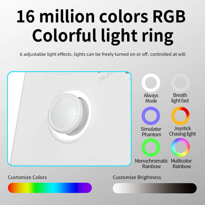RGB colorful light ring with adjustable light effects on a gray background